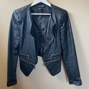 Faux leather bomber jacket